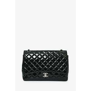 Pre-Loved Chanel™ 2012/13 Black Patent Leather Maxi Double Flap